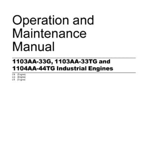An image of the cover of the Perkins Manual for 1103AA-33G, 1103AA-33TG, and 1104AA-44TG engines, with the title and Perkins logo prominently displayed.