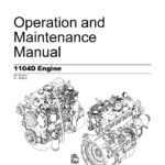 Cover page of the Perkins 1104D Engine Operation and Maintenance Manual, showing the Perkins logo in the top left corner, a photograph of the engine in the center of the page, and the title 'Operation and Maintenance Manual' in large font at the bottom of the page.