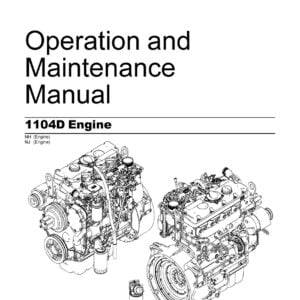 Cover page of the Perkins 1104D Engine Operation and Maintenance Manual, showing the Perkins logo in the top left corner, a photograph of the engine in the center of the page, and the title 'Operation and Maintenance Manual' in large font at the bottom of the page.