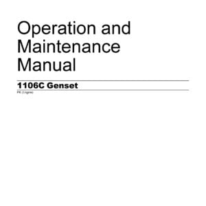 An open manual with a yellow cover titled 'Operation and Maintenance Manual 1106C Perkins Genset' on a wooden surface, surrounded by tools and genset components.