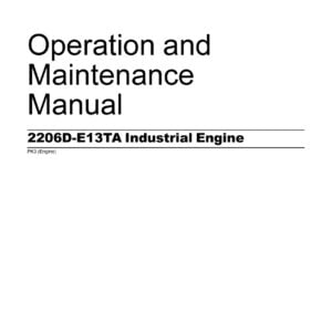 A Workshop Manual for the 2206D-E13TA Perkins Engine, with a red cover and white text, sitting on a wooden surface with engine components and tools surrounding it.
