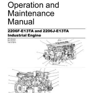 A six-cylinder, turbocharged Perkins 2206F-2206J-E13TA diesel engine with a displacement of 13.2 liters, featuring advanced common rail fuel injection and air-to-air aftercooling technology for optimal performance and efficiency.