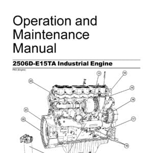 The cover of the Maintenance Manual for the Perkins 2506D-E15TA Industrial Engine, with a blue background and white text, sitting on a plain white background.