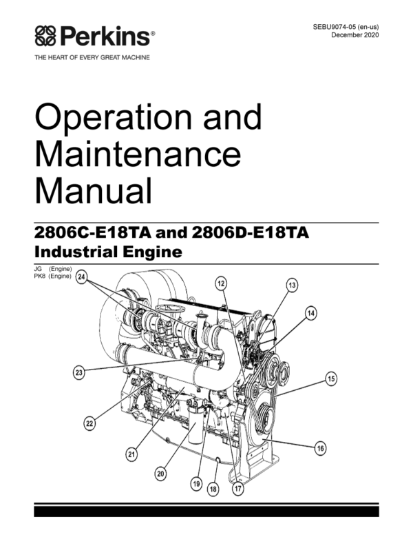 Cover page of the Maintenance Manual for the 2806C-E18TA and 2806D-E18TA Perkins Engines, featuring the Perkins logo and engine model names. The manual provides comprehensive guidance on proper maintenance and repair procedures for these industrial engines.