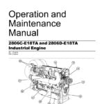 Cover page of Perkins Engine Manual for 2806C-E18TA and 2806D-E18TA industrial engines featuring a detailed illustration of the engine components and model information.