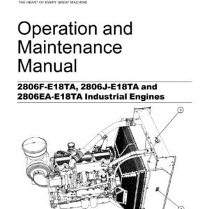Cover page of the Perkins Maintenance Manual 2806F-2806J-2806EA-E18TA Engines. The image shows the Perkins logo in the upper left corner, followed by the title of the manual in large font. The background is a light shade of blue with an engine part graphic in the center of the page, surrounded by smaller graphics of engine parts. In the bottom left corner, the engine model numbers are listed in smaller font, and in the bottom right corner, the Perkins website is listed in even smaller font.