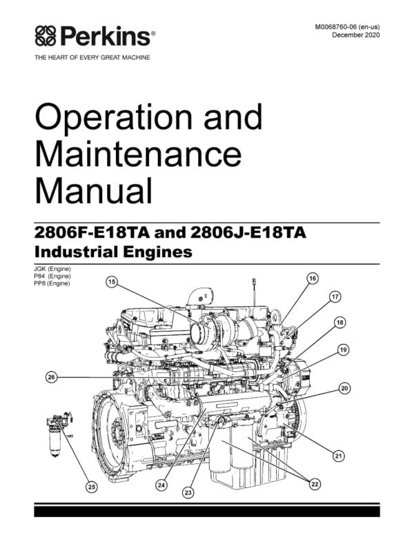 this image is for Perkins 2806F-E18TA and 2806J-E18TA Industrial Engines: Essential Operation and Maintenance Manual for Safe and Reliable Engine Performance