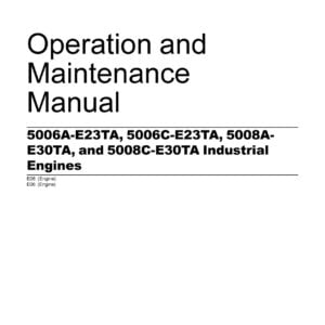 Cover page of the Perkins Engines manual featuring the 5006A-E23TA, 5006C-E23TA, 5008A-E30TA, and 5008C-E30TA models, showcasing powerful and efficient six-cylinder diesel engines designed for industrial and agricultural applications.