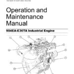 Image of the cover page of the Maintenance Manual for the 904EA-E36TA Perkins Engine. The cover features the Perkins logo and product name, with an image of the engine in the background. The title of the manual and a list of included topics are also displayed prominently on the cover.