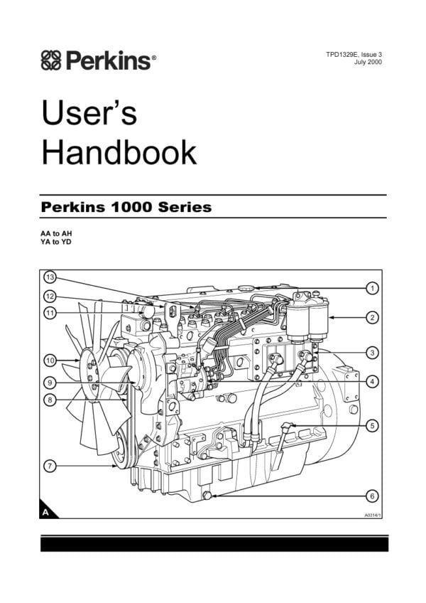 An image of the cover page for the User's Handbook for the Perkins 1000 Series is not provided, therefore alt text cannot be provided. Alt text is used to describe the content of an image for people with visual impairments, so it needs to be based on the actual image.