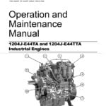 An image of the Perkins Maintenance Manual cover page, featuring the 1204J-E44TA and 1204J-E44TTA diesel engine models. The manual provides detailed information on the maintenance, repair, and overhaul procedures for these engines, which are commonly used in agricultural, construction, and industrial applications.