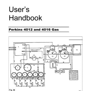 Image of the cover page of the User's Handbook for the Perkins 4012 and 4016 Gas 4012TESI and 4016TESI engines, displaying the handbook title and Perkins logo.
