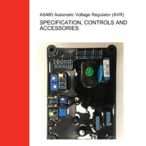 Stamford AS480 Automatic Voltage Regulator (AVR)" - Workshop Manual Cover Image: A professionally designed manual cover featuring the Stamford AS480 AVR, highlighting its advanced voltage regulation capabilities, control functions, and troubleshooting expertise.